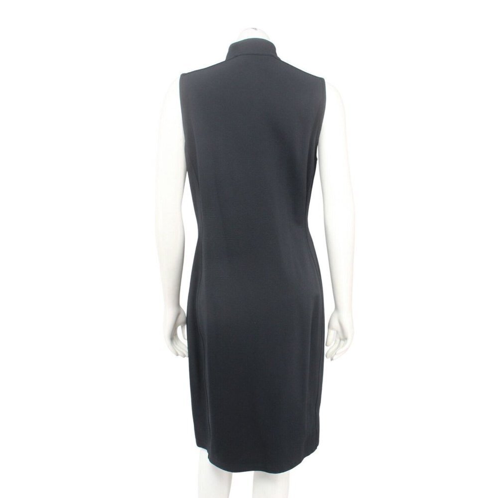 Lauren Ralph Lauren Women's Black Pique Zip Front Sleeveless Sheath Dress Size L - Picture 4 of 6